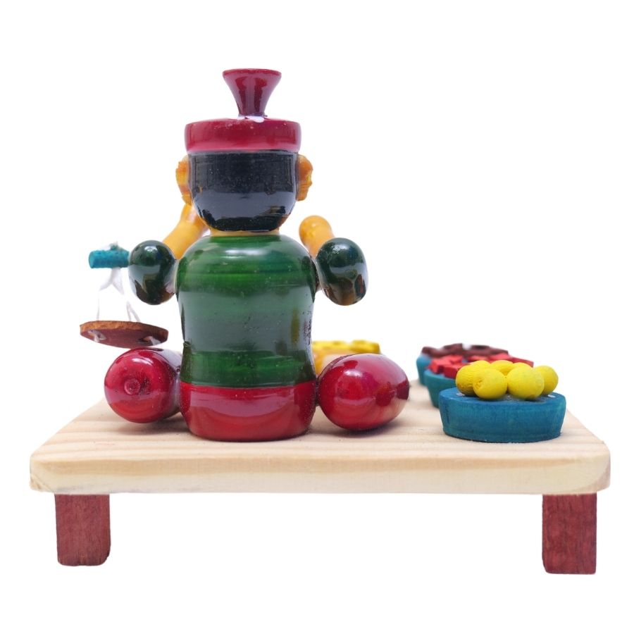 IndiaFx Handcrafted Etikoppaka Men Vegetable Selling Showpiece Toy