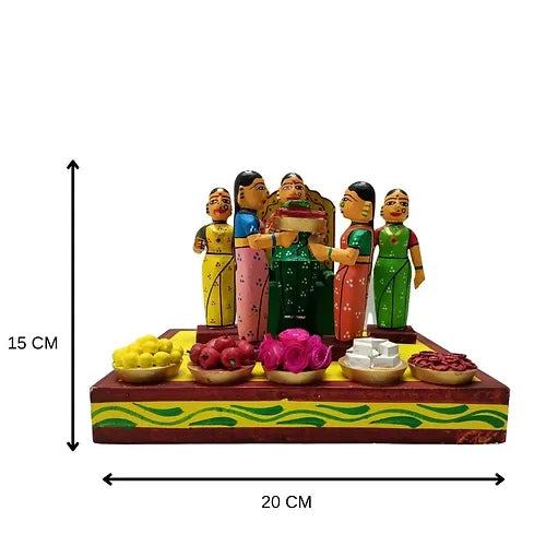 Handcrafted & perfectly handpainted wooden Sreemantham Set home decor showpiece