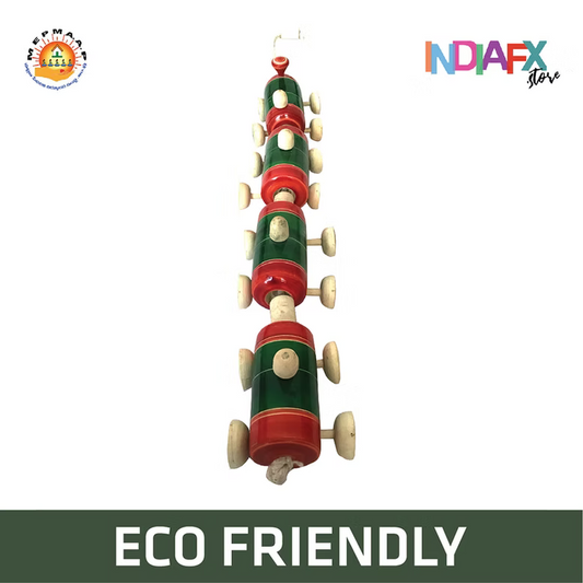 Etikoppaka Wooden Pull Along Train Toy for Kids Handmade by Women Self Help Gro