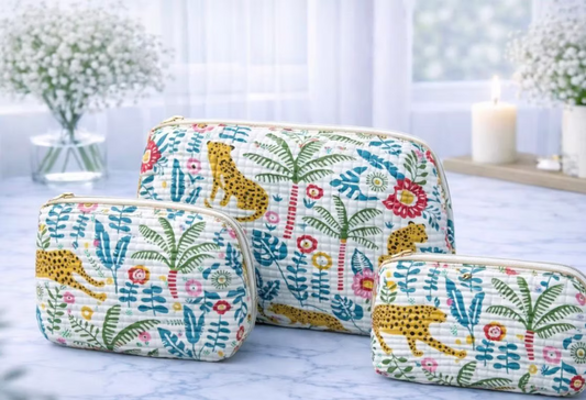 Floral Printed Pouch Set Cute Travel & Storage Bags