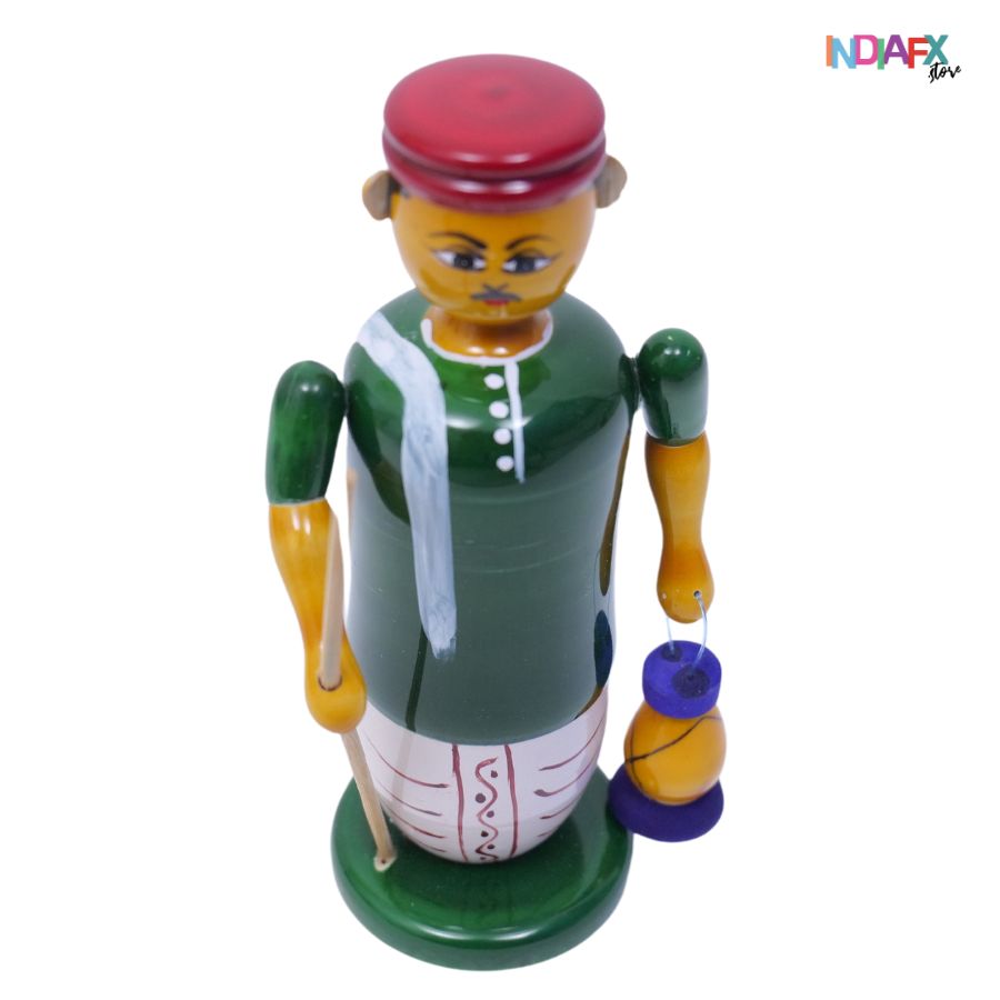 IndiaFx Handcrafted Etikoppaka Farmer Showpiece Toy | 6 IN
