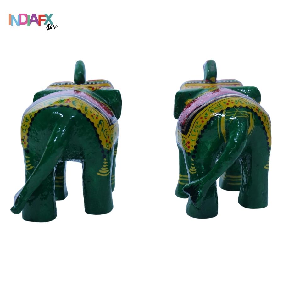 Handcrafted Varanasi Trunk Up Set Elephant Showpiece For Homed decor