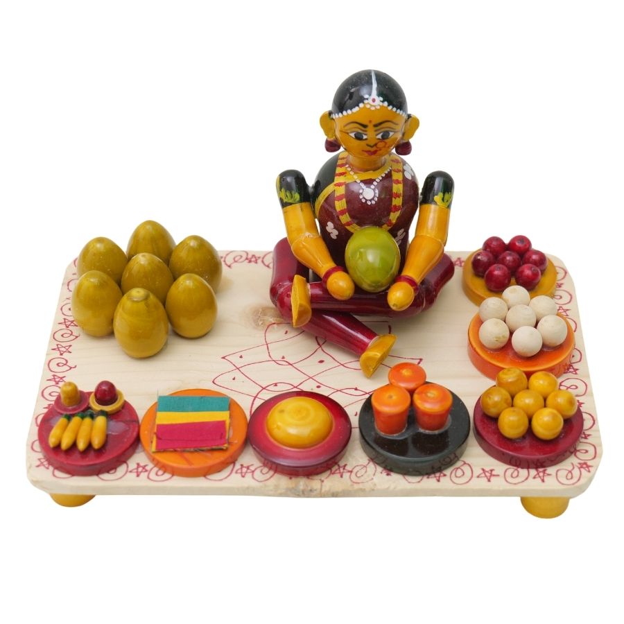 IndiaFx Handcrafted Etikoppaka Seemantham Showpiece