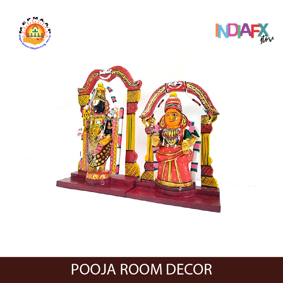 Indiafx Handicrafts Kondapalli Lord Balaji Padmavathi Bommalu Set