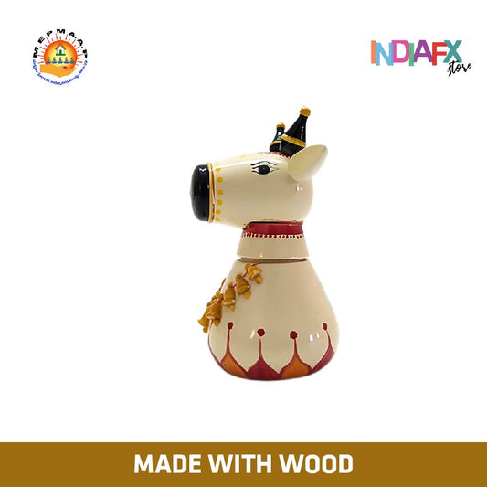 Indiafx Basava / Nandi / Cow - Statue or Toy. Handmade in Etikoppaka Style