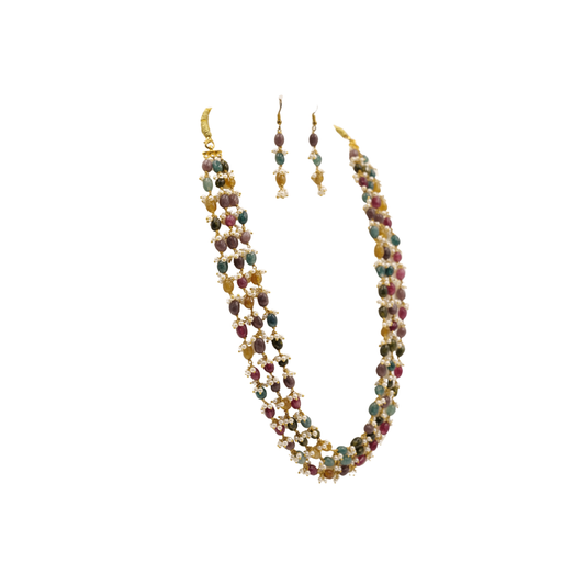 Multicolor Stone Haram Set | With Matching Earrings