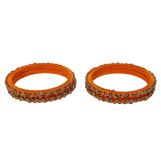 Terracotta Silk Thread Kundan Bangles 6cm