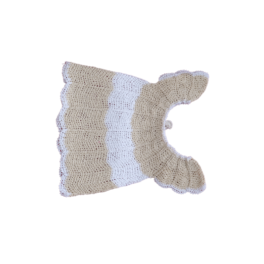 Handmade Crochet Baby Shrug Beige & White Knit Jacket