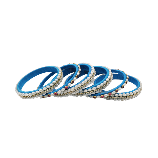 Handmade Bangles Set Silk Thread & Pearl Jewelry (Size 2.6)