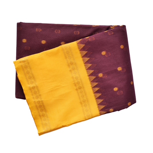 Kanchi Cotton Saree Elegant Contrast with Jamdhani Pallu