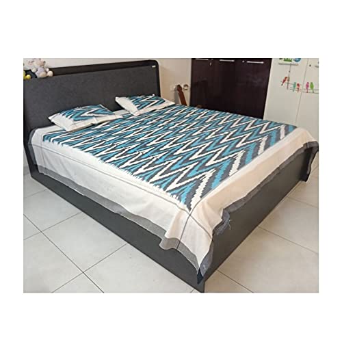 🌟🛏️ Premium Pochampally Ikkat Bedsheet with 2 Pillow Covers