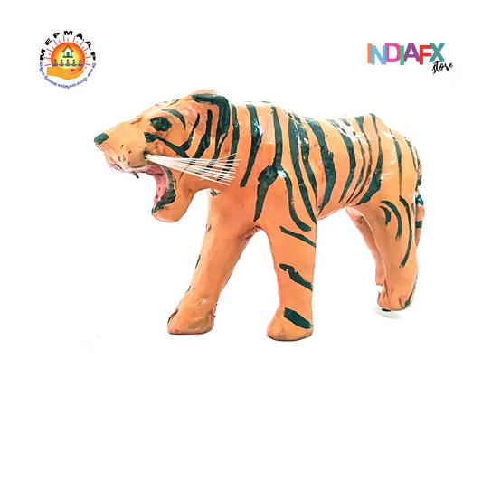 Handcrafted Round Edge Tiger Toy is Made by women Artisan of AP