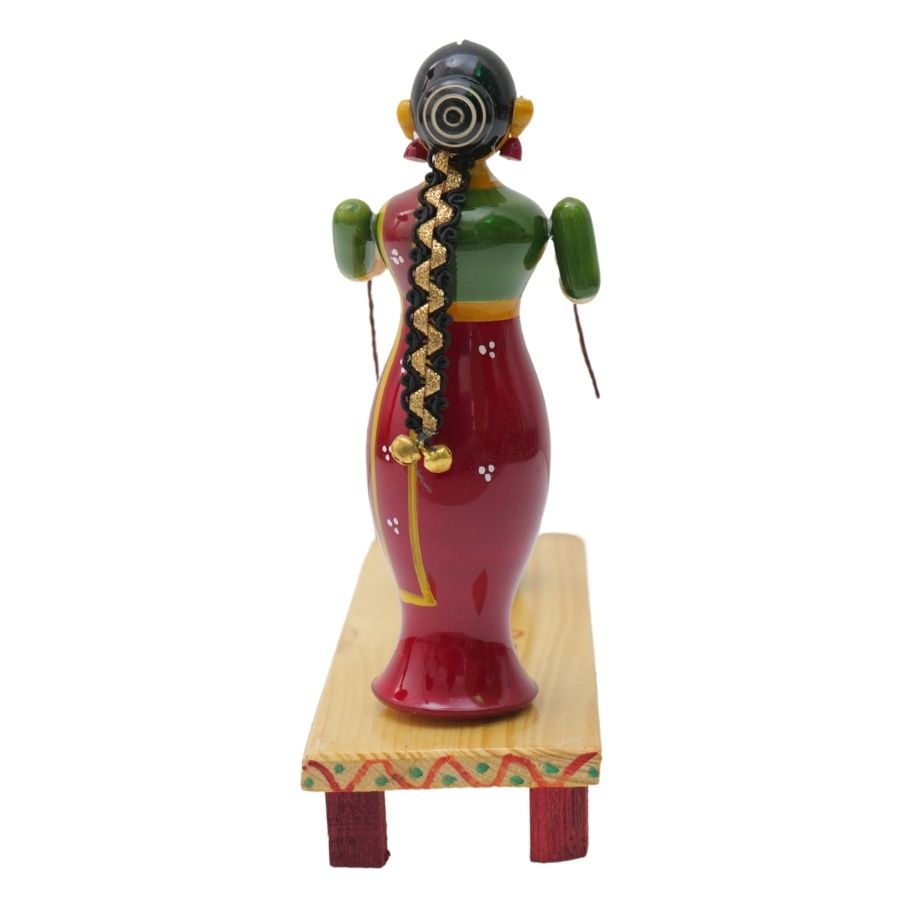 IndiaFx Handcrafted Etikoppaka Lady Butter Milk Churning Showpiece Set