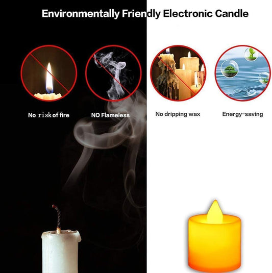 Warm Ambience LED Candle Set Smoke Free (Pack of 12)