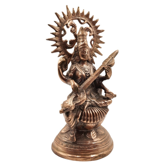 Divine Wisdom for Your Space β Handcrafted Saraswati Devi Brass Idol