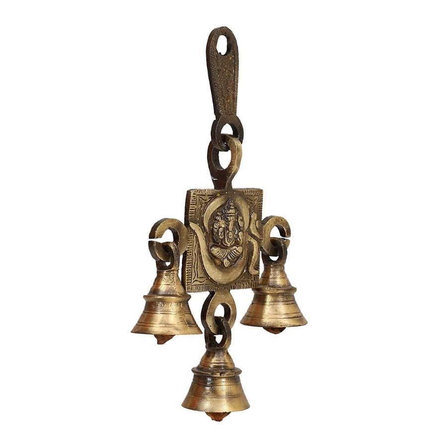 Brass Om Ganesh Hangings (Pair) 6 Inch