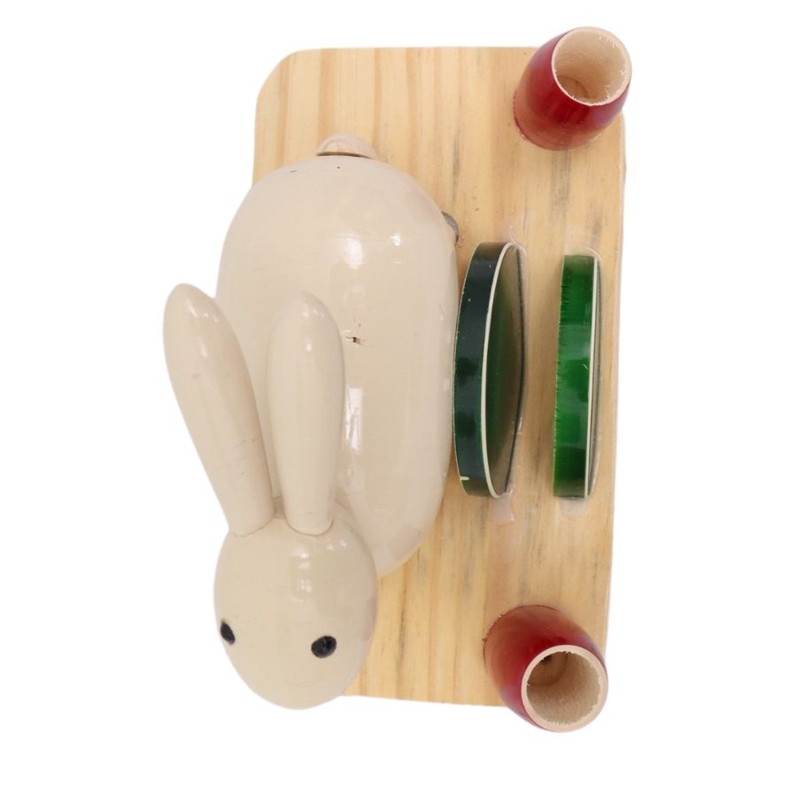 IndiaFx Handcrafted Etikoppaka Pens and Card Holder Stand | 14 CM | Rabbit