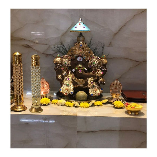 Pure Brass Embossed Design Agarbatti stand | Insence Holder | 12 Inch