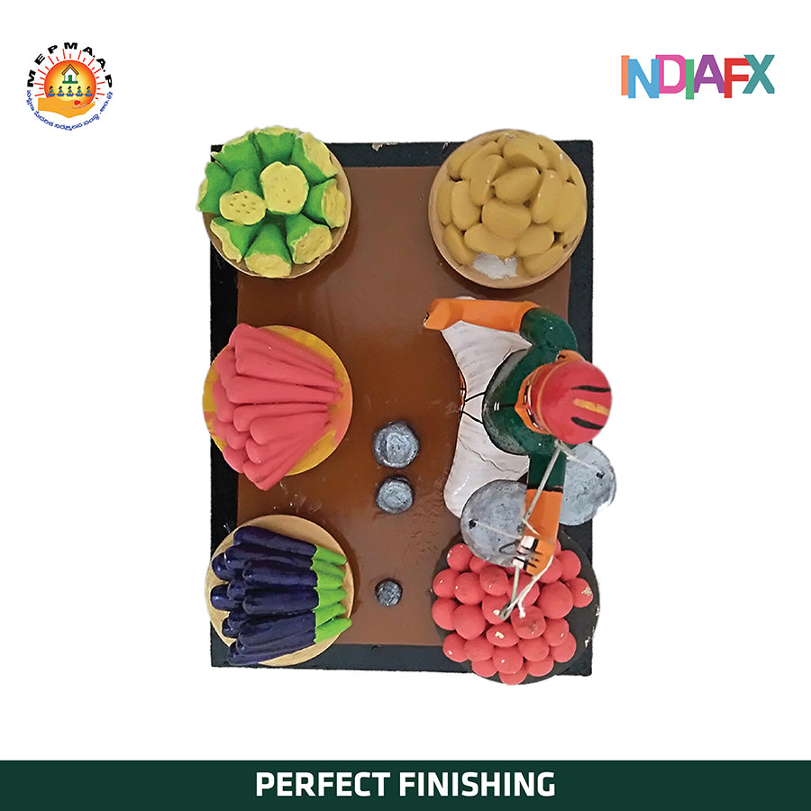 Beautiful handcrafted wooden vegetable vendor showpiece Handmade by Women Self H