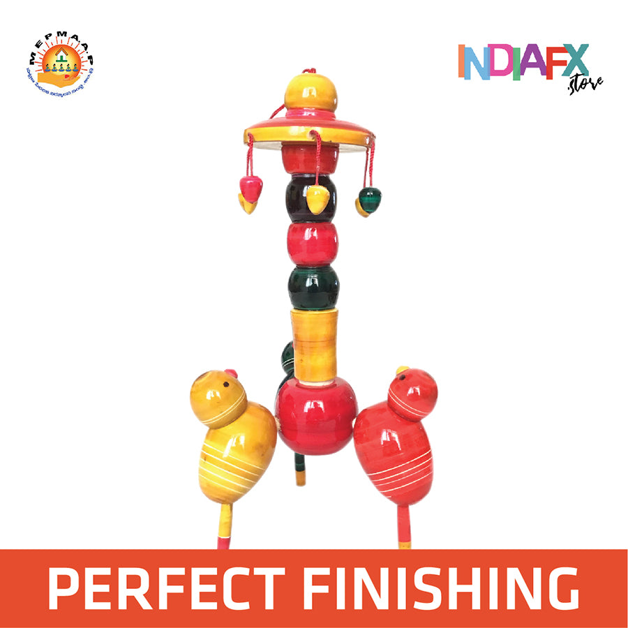 Etikoppaka Special 4 Birds Showpiece Wooden Toy for Kids Play and Unique Showpie