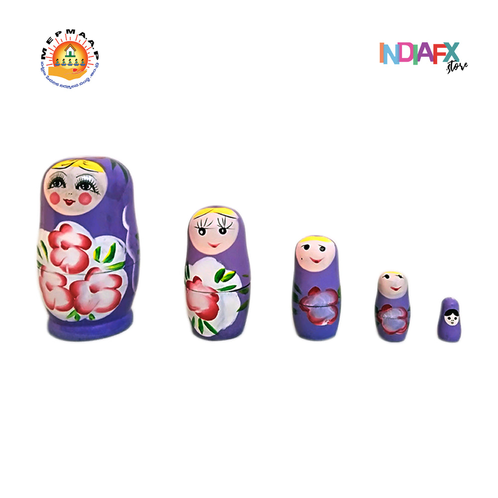 Fine Craft Indian Wooden Hand Painted Russian Matryoshka Stacking Doll