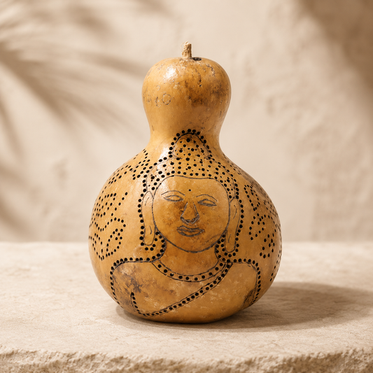 Handcrafted Bottle Gourd Lamp Buddha Art Natural Decor Light