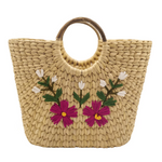 Kouna Grass Basket Handwoven Floral Carry Bag for Everyday Use