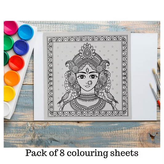 Festive Edit - Colouring Sheets - Pack of 8 - Madhubani / Bihar Art