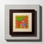 Handpainted Cheriyal Folk Art Frame Traditional Village Scene Decor