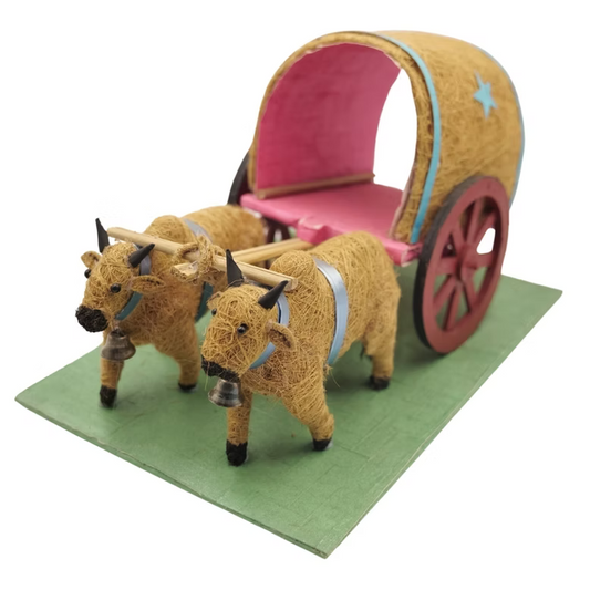 Coconut Coir Bullock Cart Handmade Rustic Decor