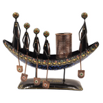 Handmade Metal Boat Pen Stand Artistic Desk Organizer
