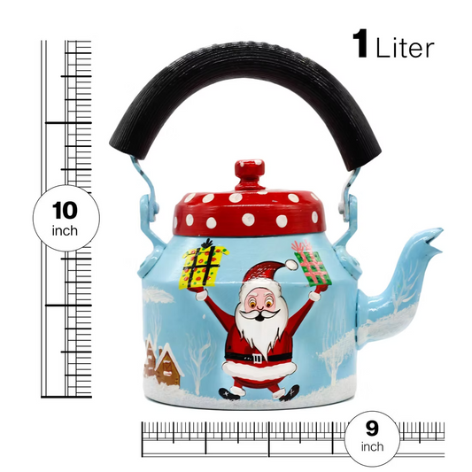Handpainted Christmas Theme Designer Aluminium Kettle for Tea/Coffee Lovers