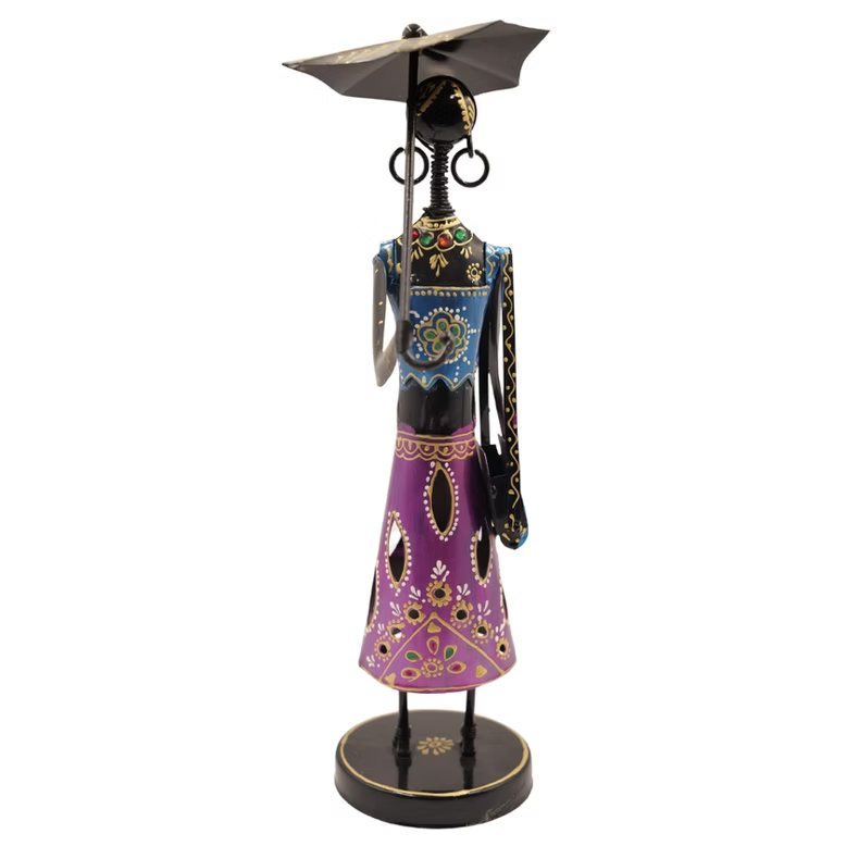Handmade Metal Lady Figurine Artistic Home Decor Piece