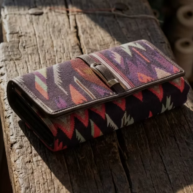 Handmade Ikkat Wallet for Women (20 cm) – Authentic Handloom Purse