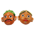 Handpainted Village Couple Masks Cheriyal Folk Decor