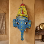 Handpainted Cheriyal Ganesha Faces Traditional Art Decor Set