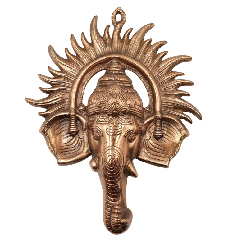 Radiant Wall Ganesha Face with Prabhavali – Blessings, Protection & Artistic