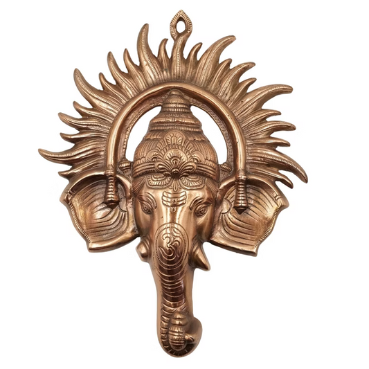Radiant Wall Ganesha Face with Prabhavali – Blessings, Protection & Artistic