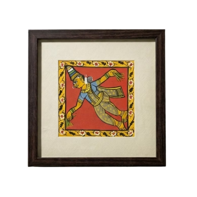 Handpainted Cheriyal Folk Art Frame Traditional Village Scene Decor
