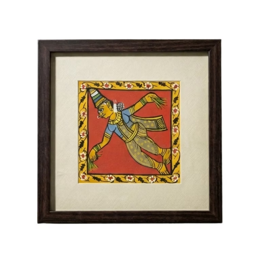 Handpainted Cheriyal Folk Art Frame Traditional Village Scene Decor