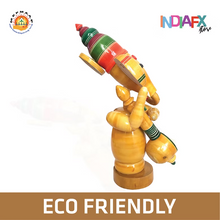 Etikoppaka wooden shiny yellow coloured multipurpose ganesh with veena showpiece
