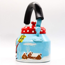 Handpainted Christmas Theme Designer Aluminium Kettle for Tea/Coffee Lovers