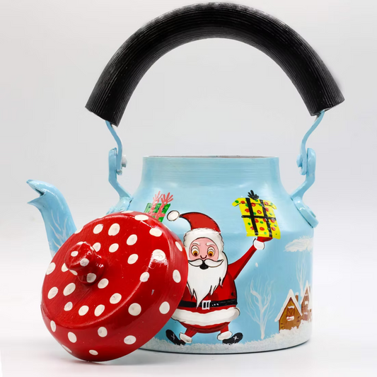 Handpainted Christmas Theme Designer Aluminium Kettle for Tea/Coffee Lovers