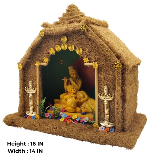 Handmade Coir Temple House Radha Krishna Decor Piece
