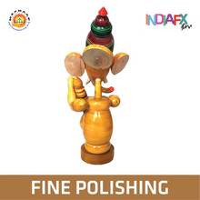 Etikoppaka wooden shiny yellow coloured multipurpose ganesh with veena showpiece