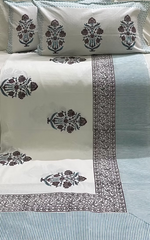 Handblock Bedsheet with 2 Pillow Covers | 10 ft x 10 ft