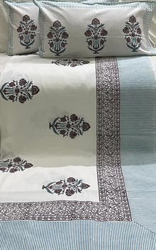 Handblock Bedsheet with 2 Pillow Covers | 10 ft x 10 ft