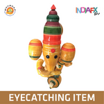 Etikoppaka wooden shiny yellow coloured multipurpose ganesh with veena showpiece