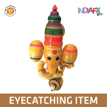 Etikoppaka wooden shiny yellow coloured multipurpose ganesh with veena showpiece