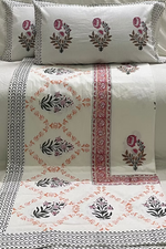 Handblock Bedsheet with 2 Pillow Covers | 10 ft x 10 ft
